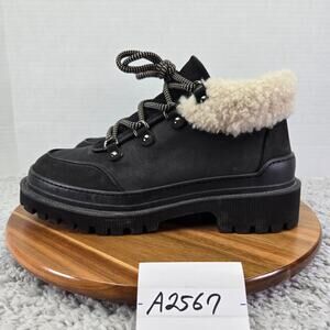 M. Gemi WOmens 40.5 Alpi Due Black Nubuck Chunky Platform Shearling Ankle Boots